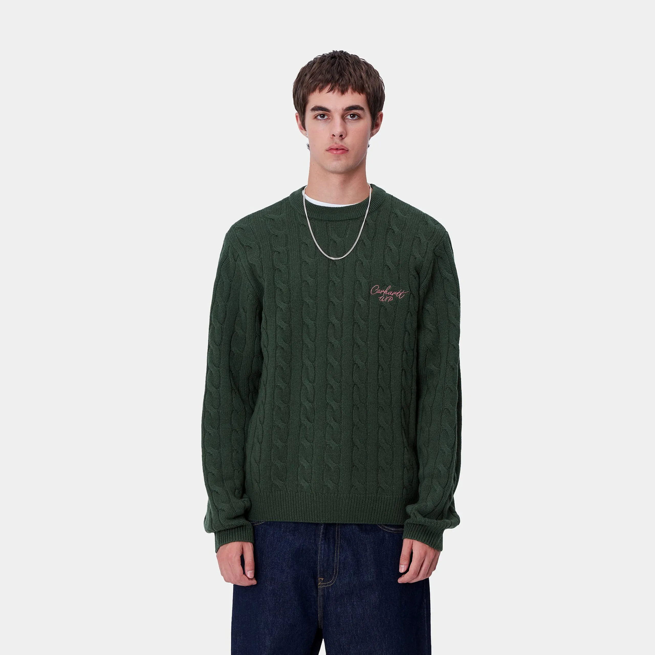 Strick>Carhartt WIP Signature Sweater Sycamore Tree / Dusty Rose