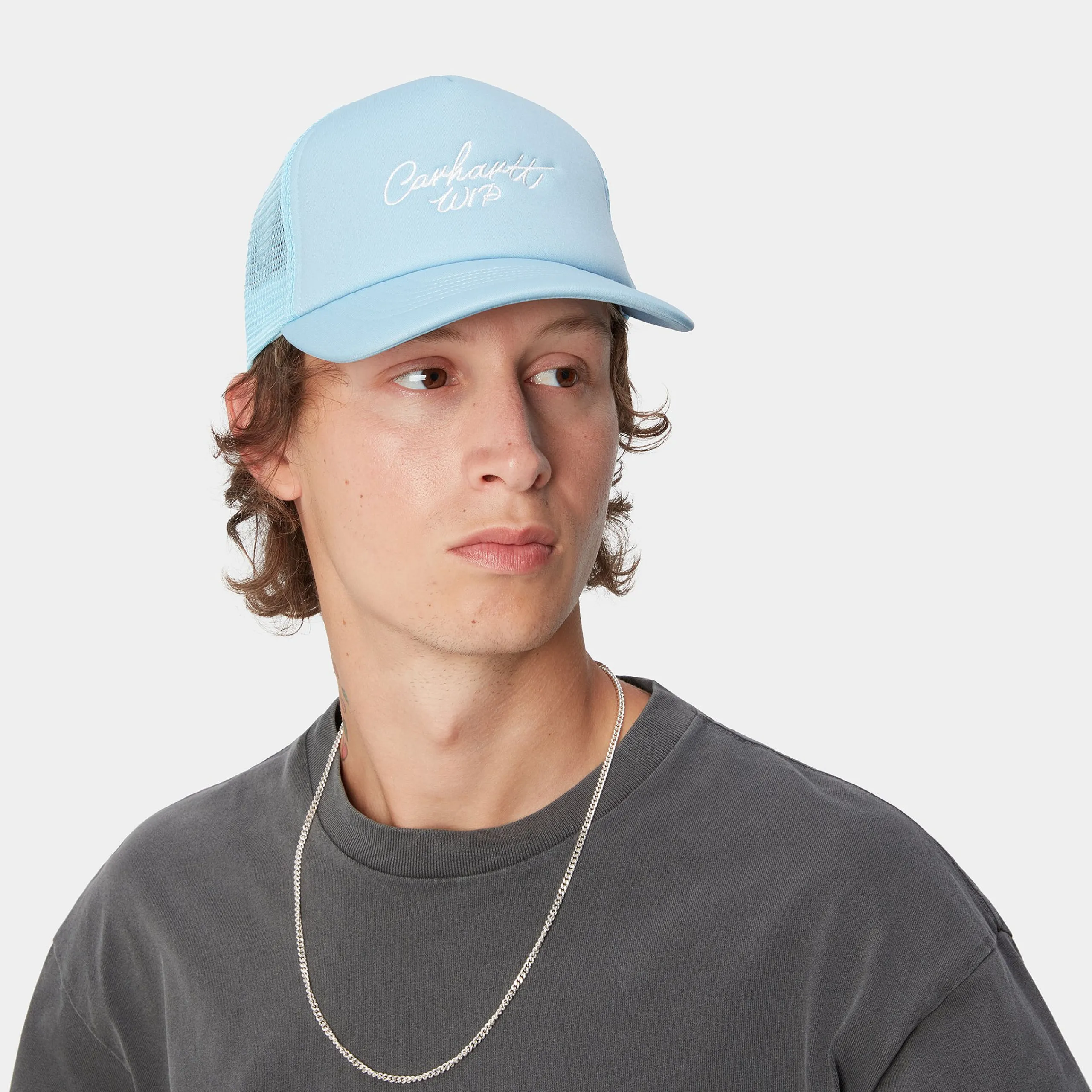 Accessoires|Accessoires>Carhartt WIP Signature Trucker Cap Misty Sky / White