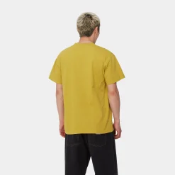 T-Shirts & Polos>Carhartt WIP S/S American Script T-Shirt Golden Olive
