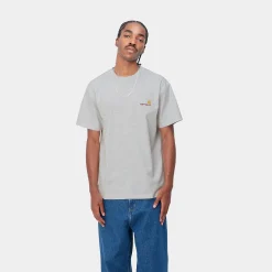 T-Shirts & Polos>Carhartt WIP S/S American Script T-Shirt Ash Heather