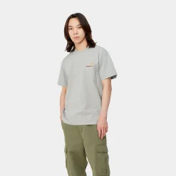 T-Shirts & Polos>Carhartt WIP S/S American Script T-Shirt Grey Heather