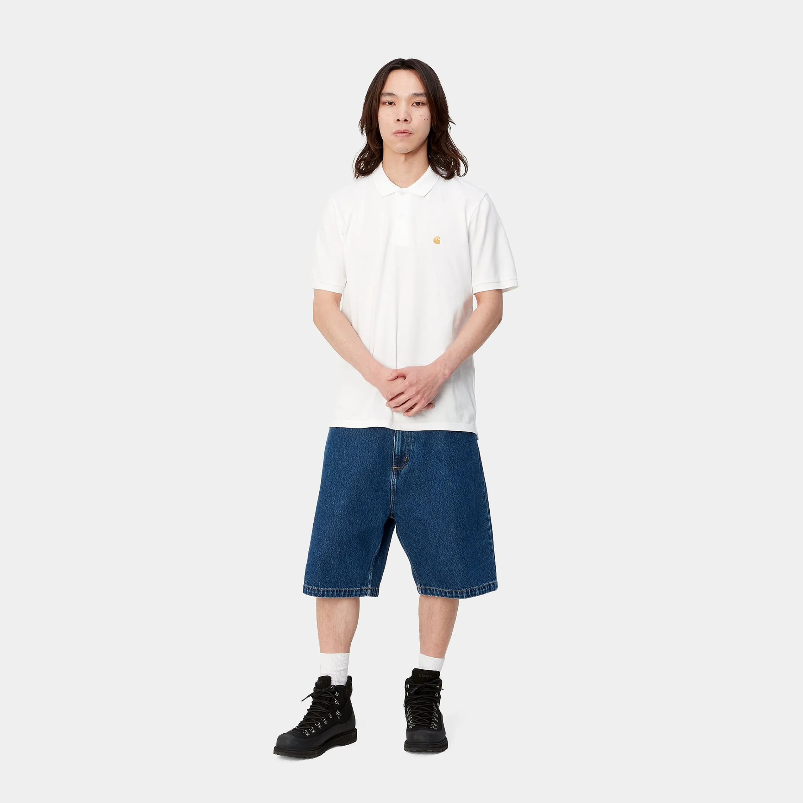 T-Shirts & Polos>Carhartt WIP S/S Chase Pique Polo White / Gold