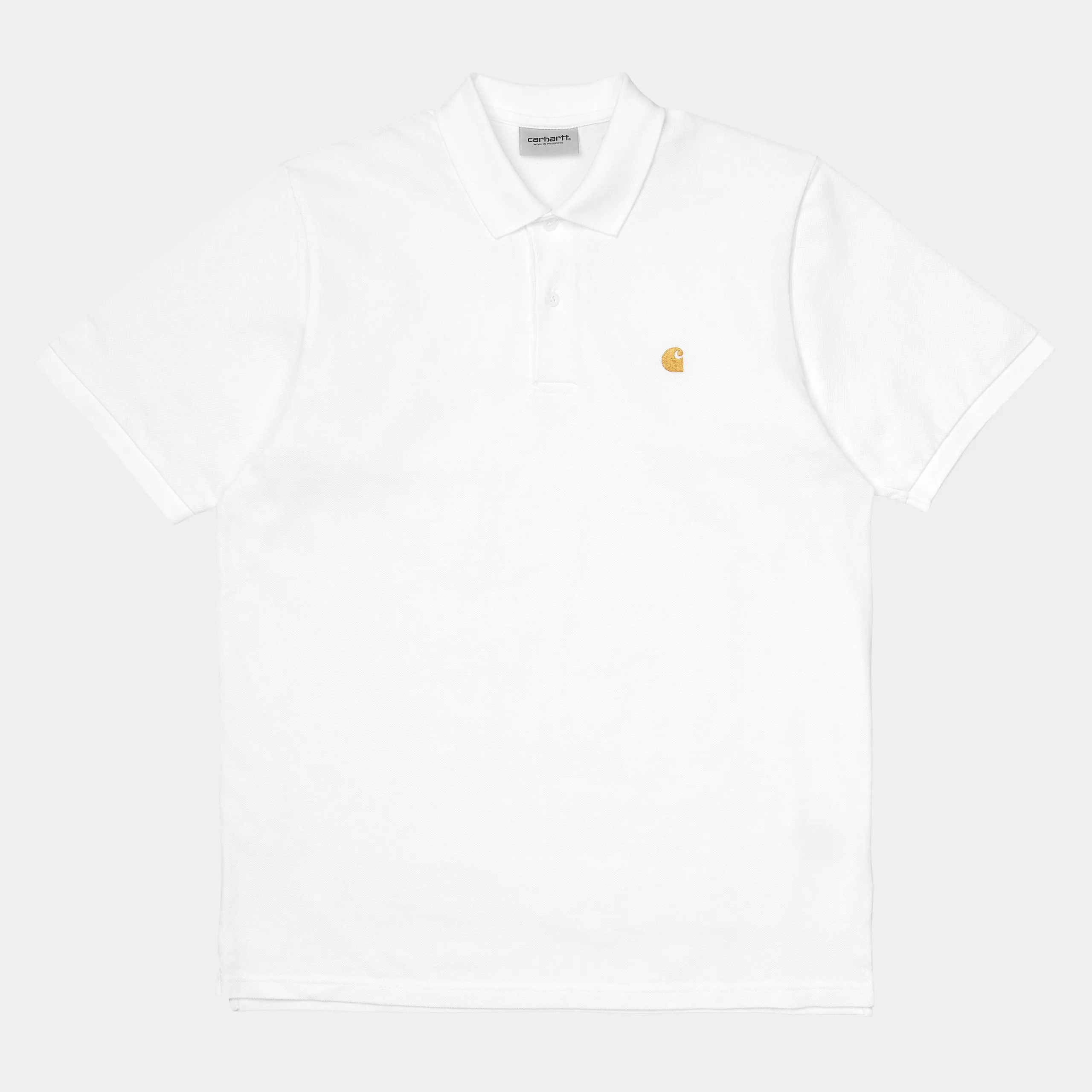 T-Shirts & Polos>Carhartt WIP S/S Chase Pique Polo White / Gold
