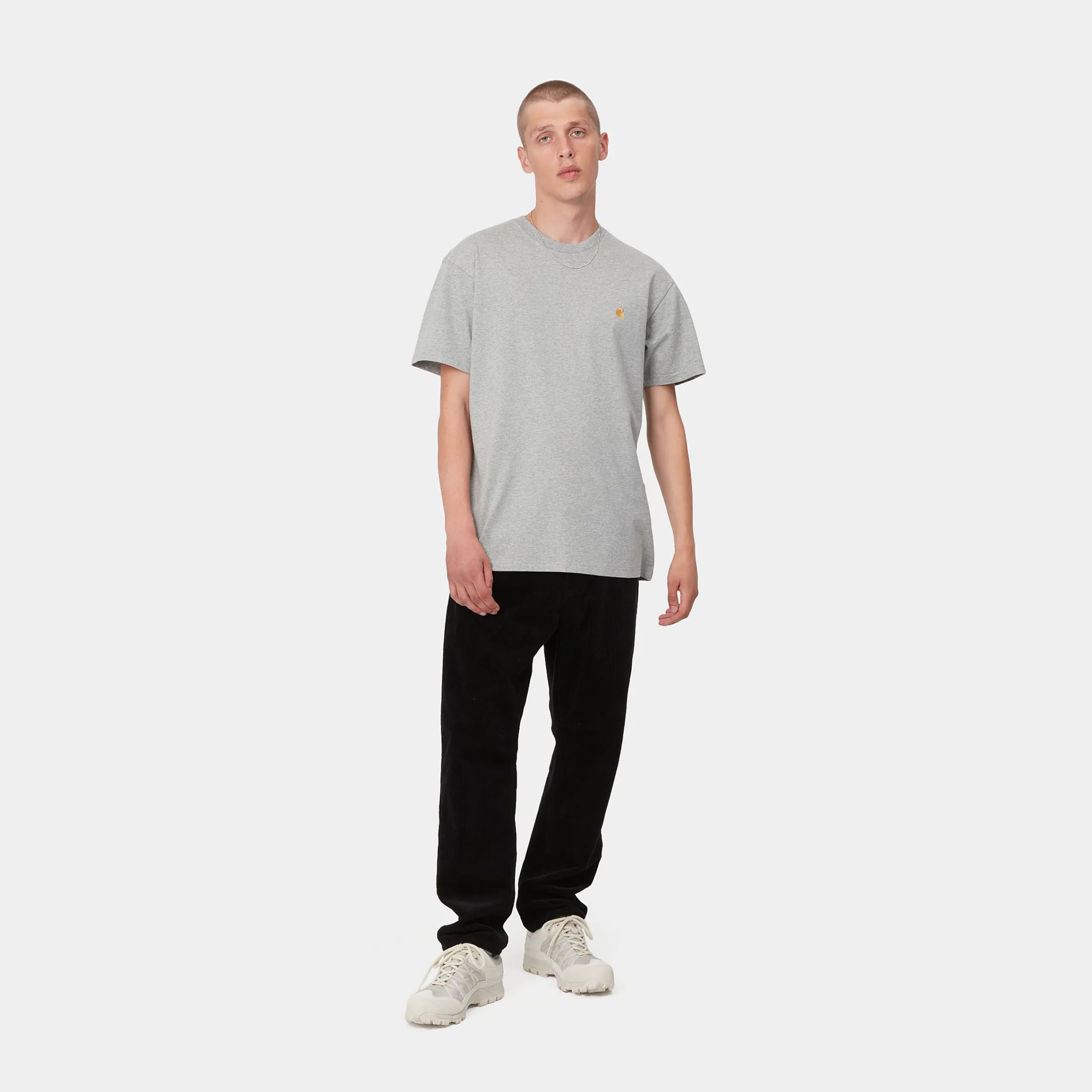 T-Shirts & Polos>Carhartt WIP S/S Chase T-Shirt Grey Heather / Gold