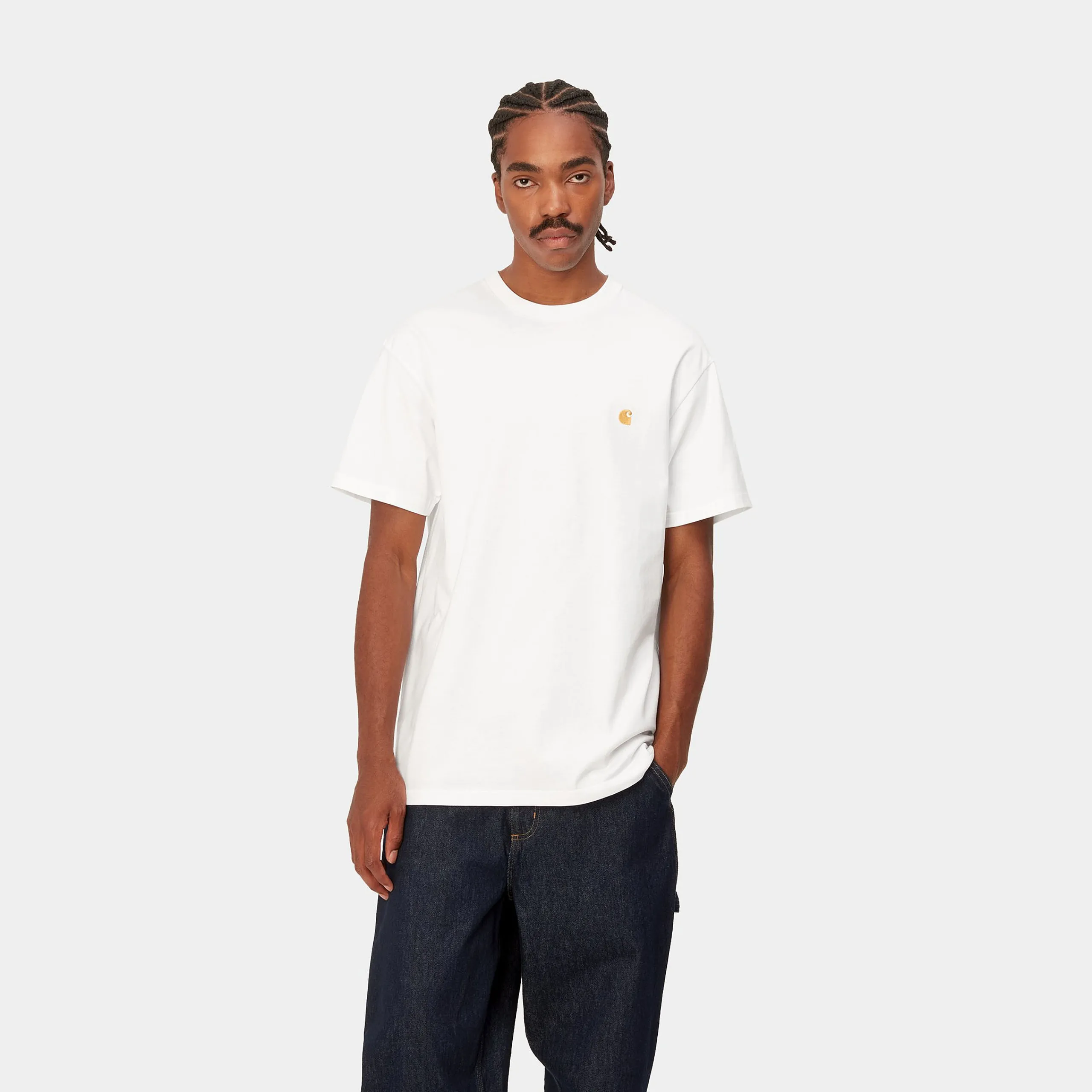 T-Shirts & Polos>Carhartt WIP S/S Chase T-Shirt White / Gold