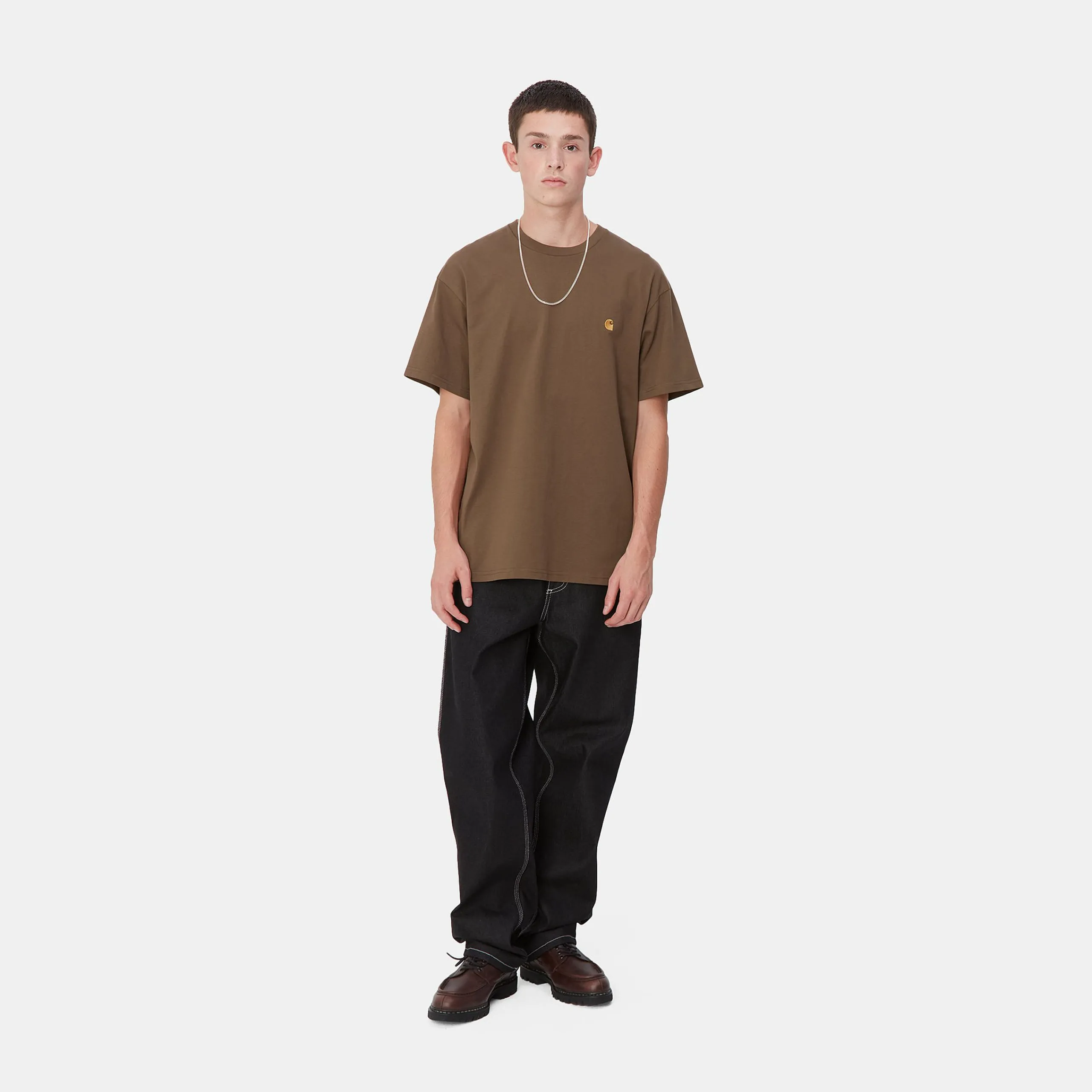 T-Shirts & Polos>Carhartt WIP S/S Chase T-Shirt Chocolate / Gold