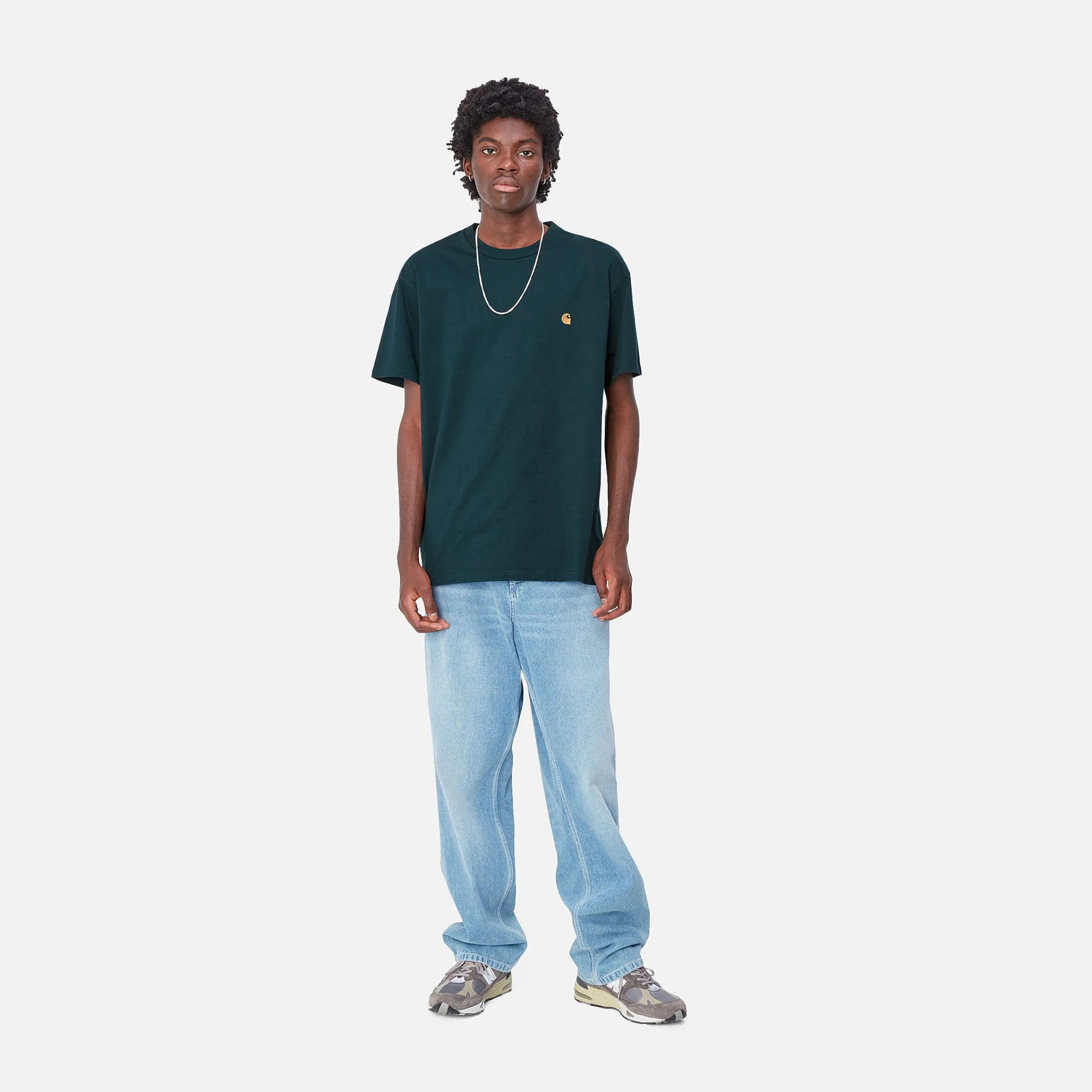 T-Shirts & Polos>Carhartt WIP S/S Chase T-Shirt Duck Blue / Gold