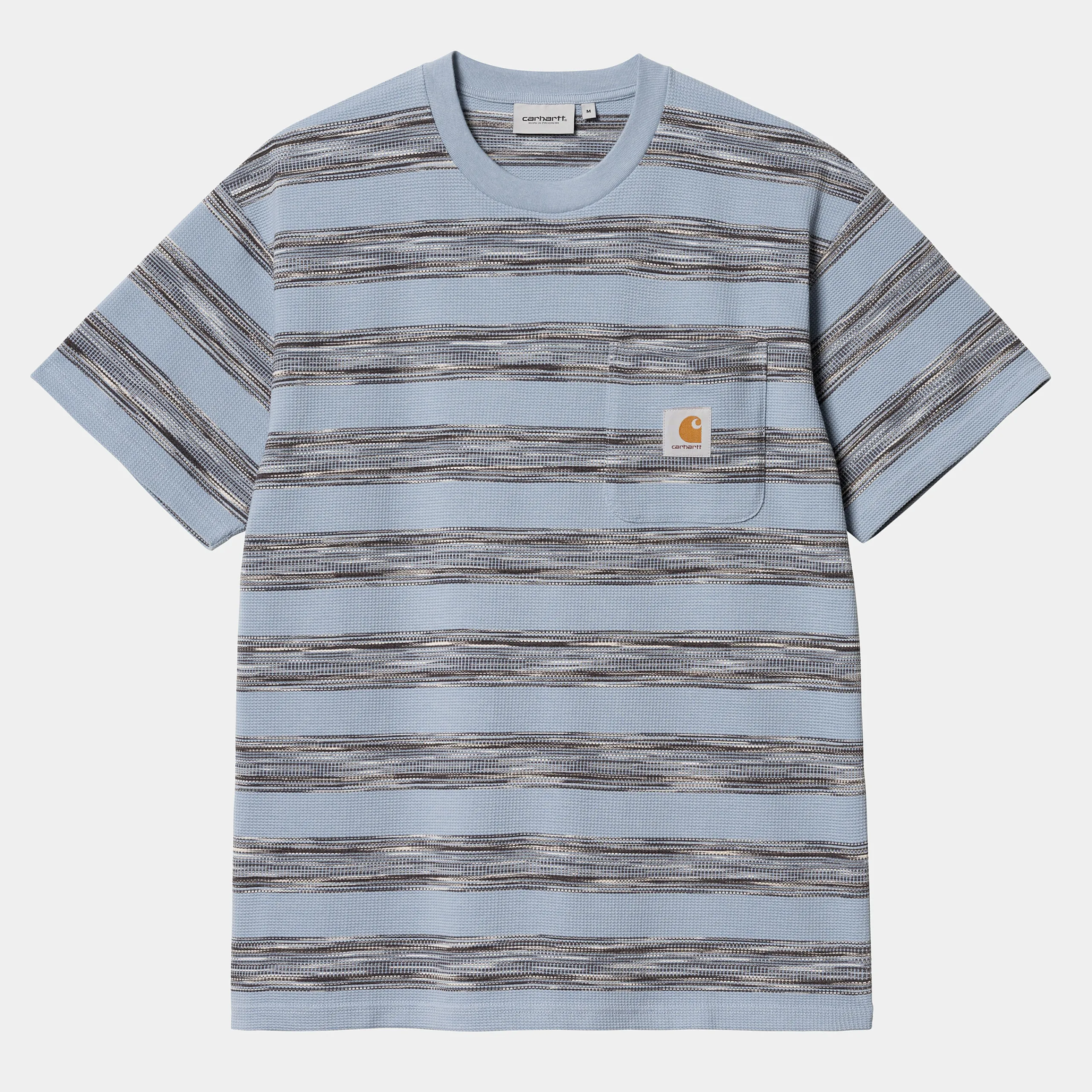 T-Shirts & Polos>Carhartt WIP S/S Dodson Pocket T-Shirt Dodson Stripe Horizontal, Misty Sky