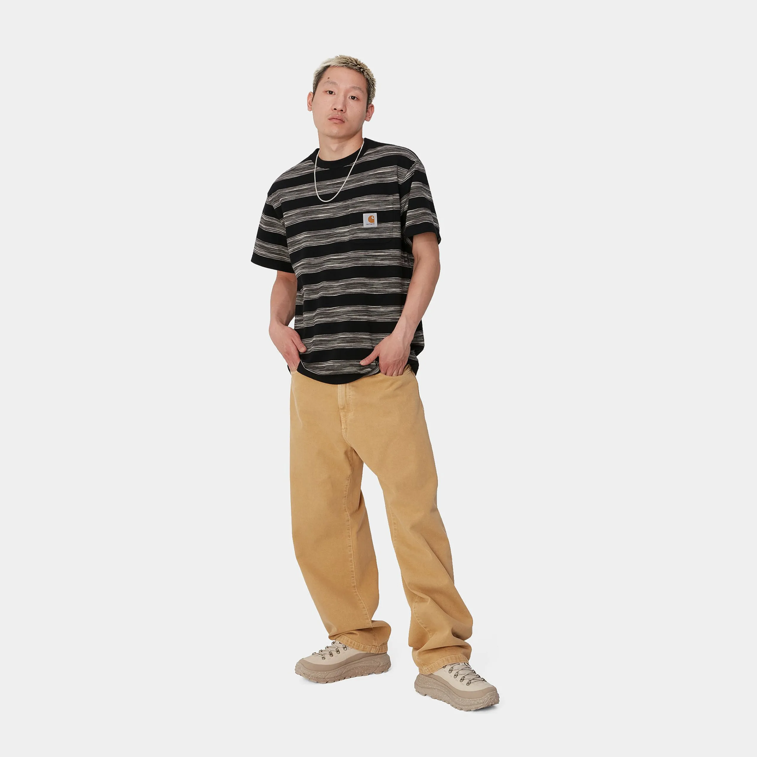 T-Shirts & Polos>Carhartt WIP S/S Dodson Pocket T-Shirt Dodson Stripe Horizontal, Black