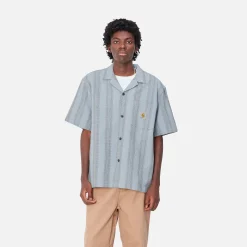 Hemden>Carhartt WIP S/S Dodson Shirt Dodson Stripe, Misty Sky