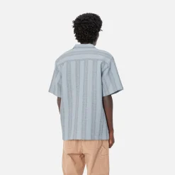 Hemden>Carhartt WIP S/S Dodson Shirt Dodson Stripe, Misty Sky