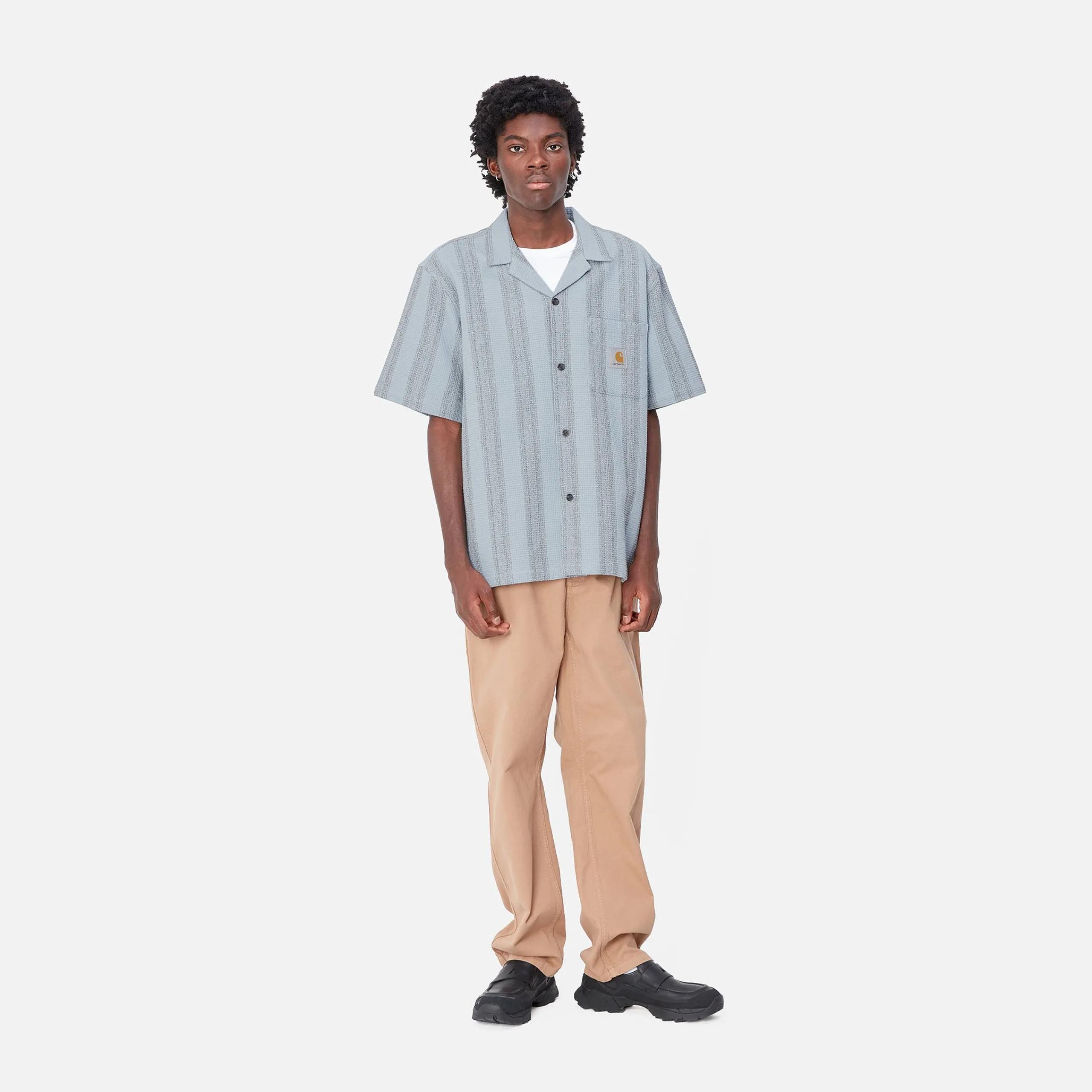 Hemden>Carhartt WIP S/S Dodson Shirt Dodson Stripe, Misty Sky