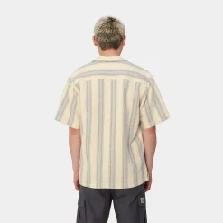 Hemden>Carhartt WIP S/S Dodson Shirt Dodson Stripe, Natural