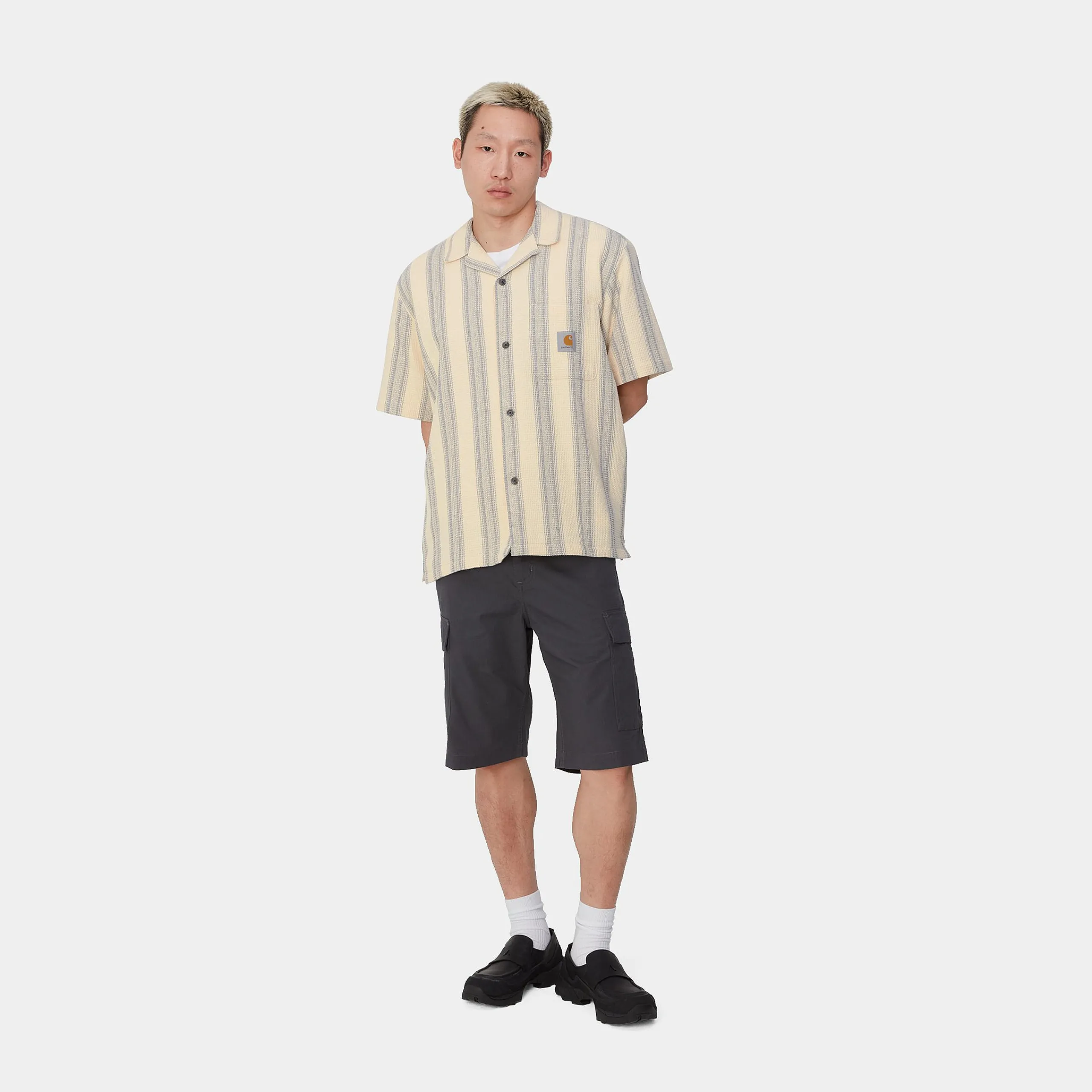 Hemden>Carhartt WIP S/S Dodson Shirt Dodson Stripe, Natural