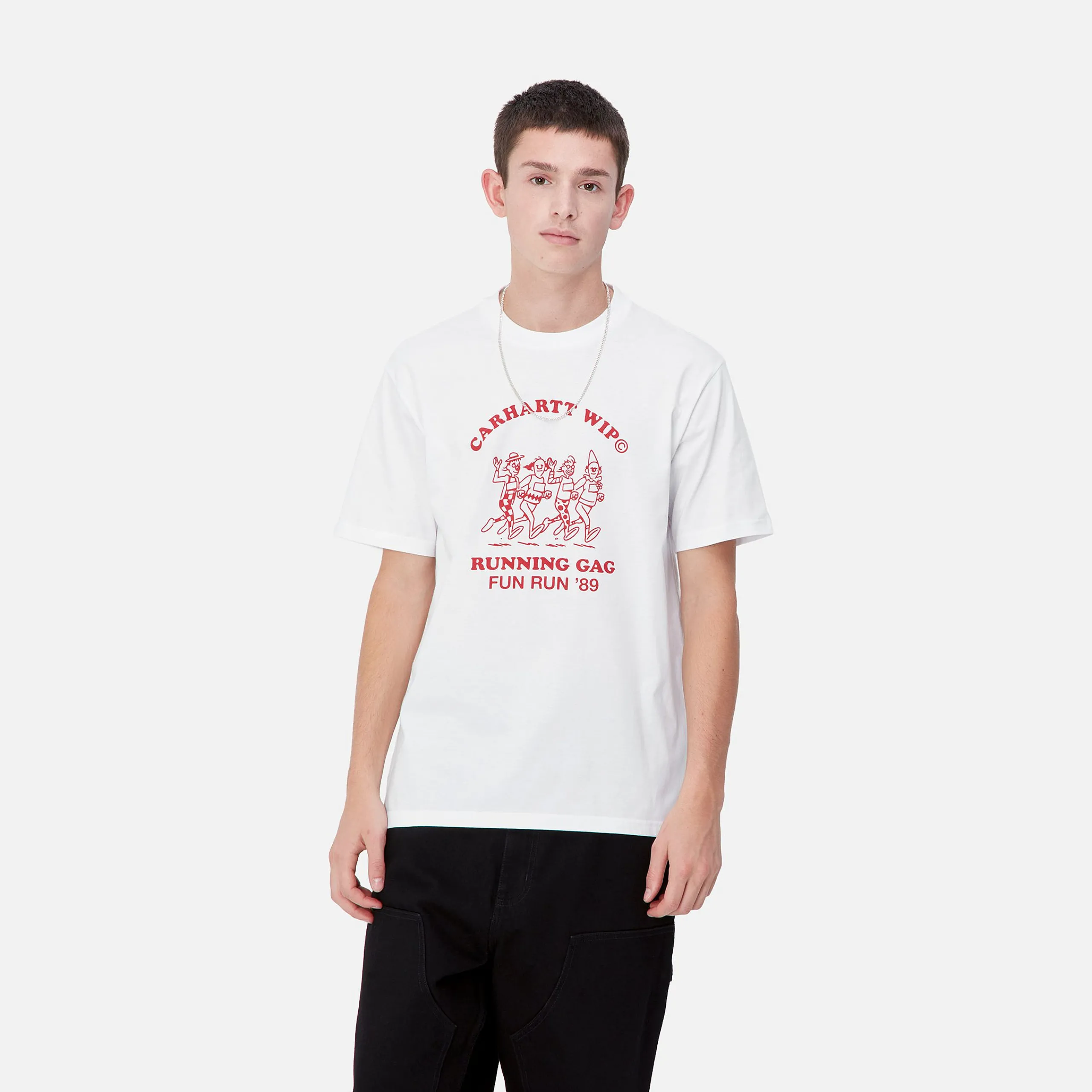 T-Shirts & Polos>Carhartt WIP S/S Fun Run T-Shirt White / Red