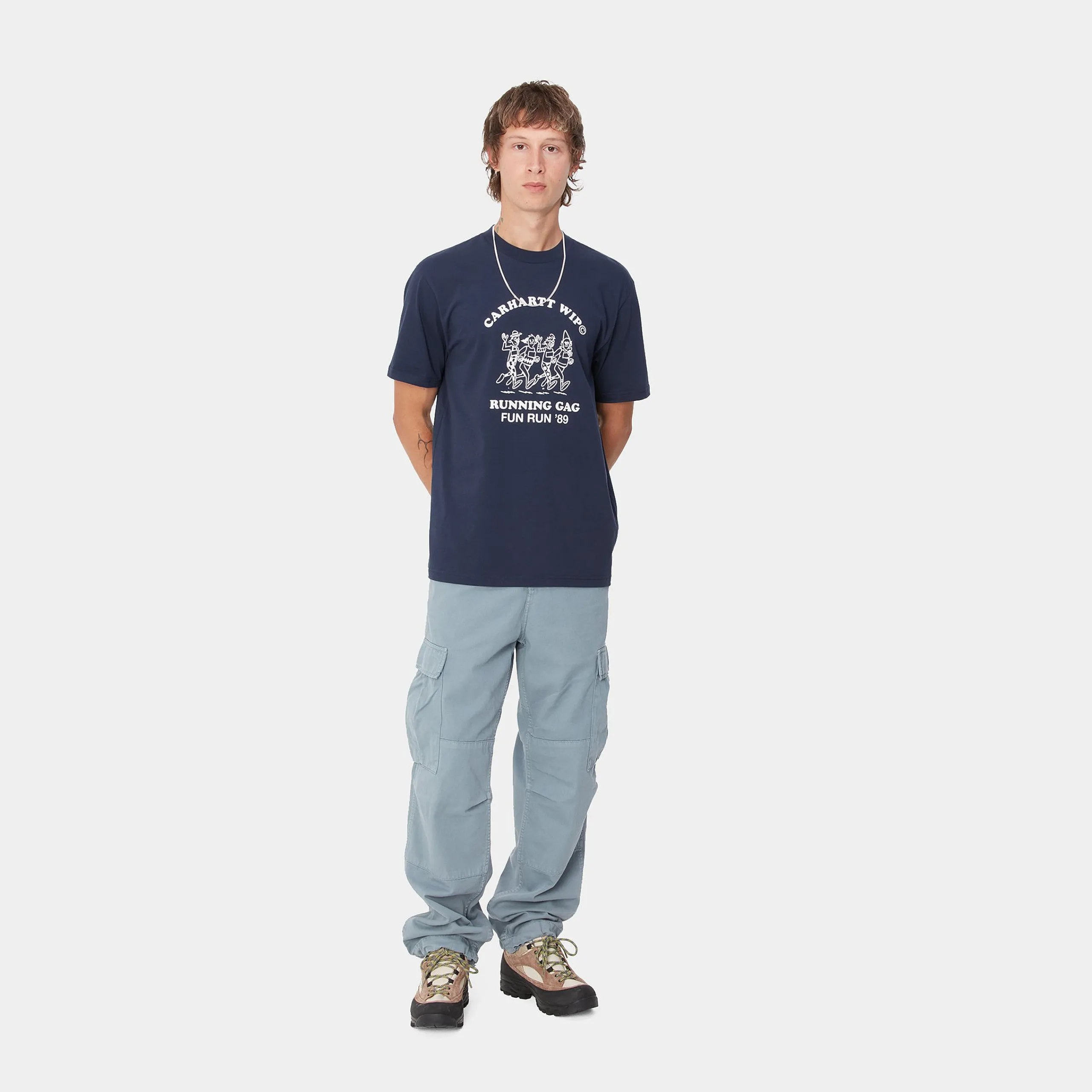 T-Shirts & Polos>Carhartt WIP S/S Fun Run T-Shirt Air Force Blue / White