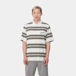 T-Shirts & Polos>Carhartt WIP S/S Gaines Rugby Shirt Gaines Stripe, Wax