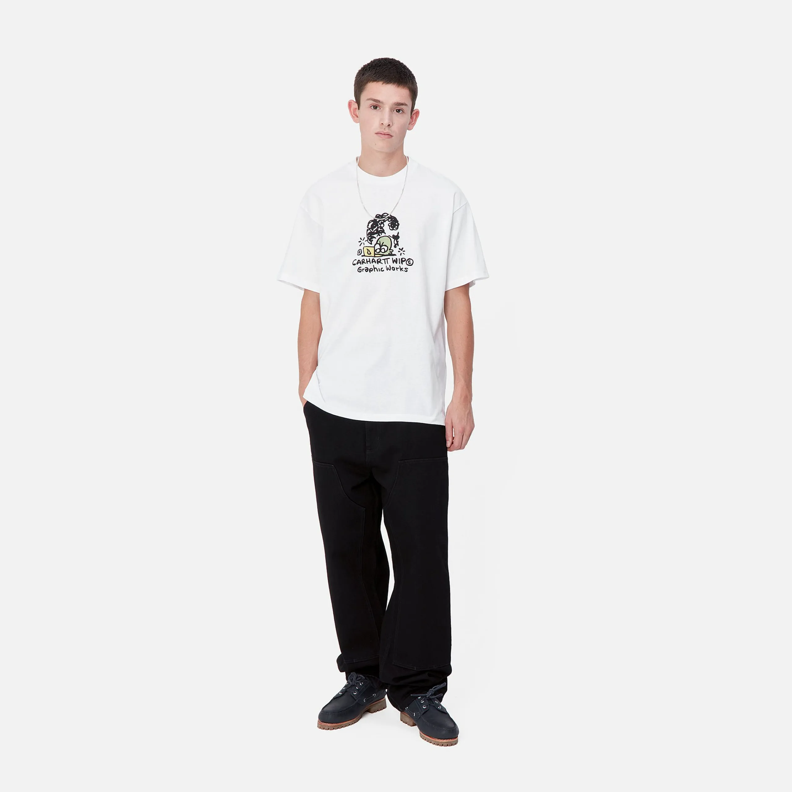 T-Shirts & Polos>Carhartt WIP S/S Graphic Works T-Shirt White