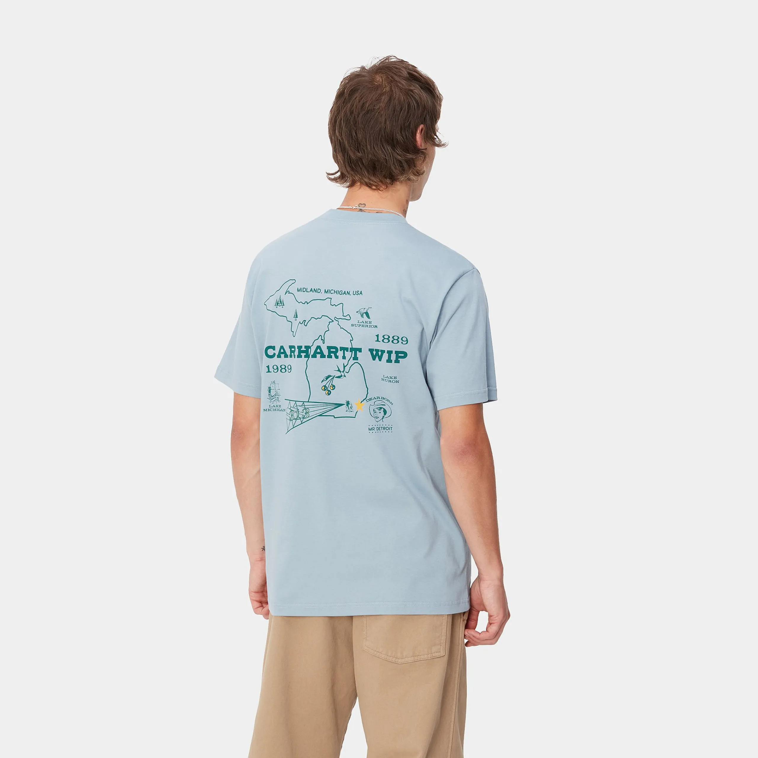 T-Shirts & Polos>Carhartt WIP S/S Home State T-Shirt Dusty Ice