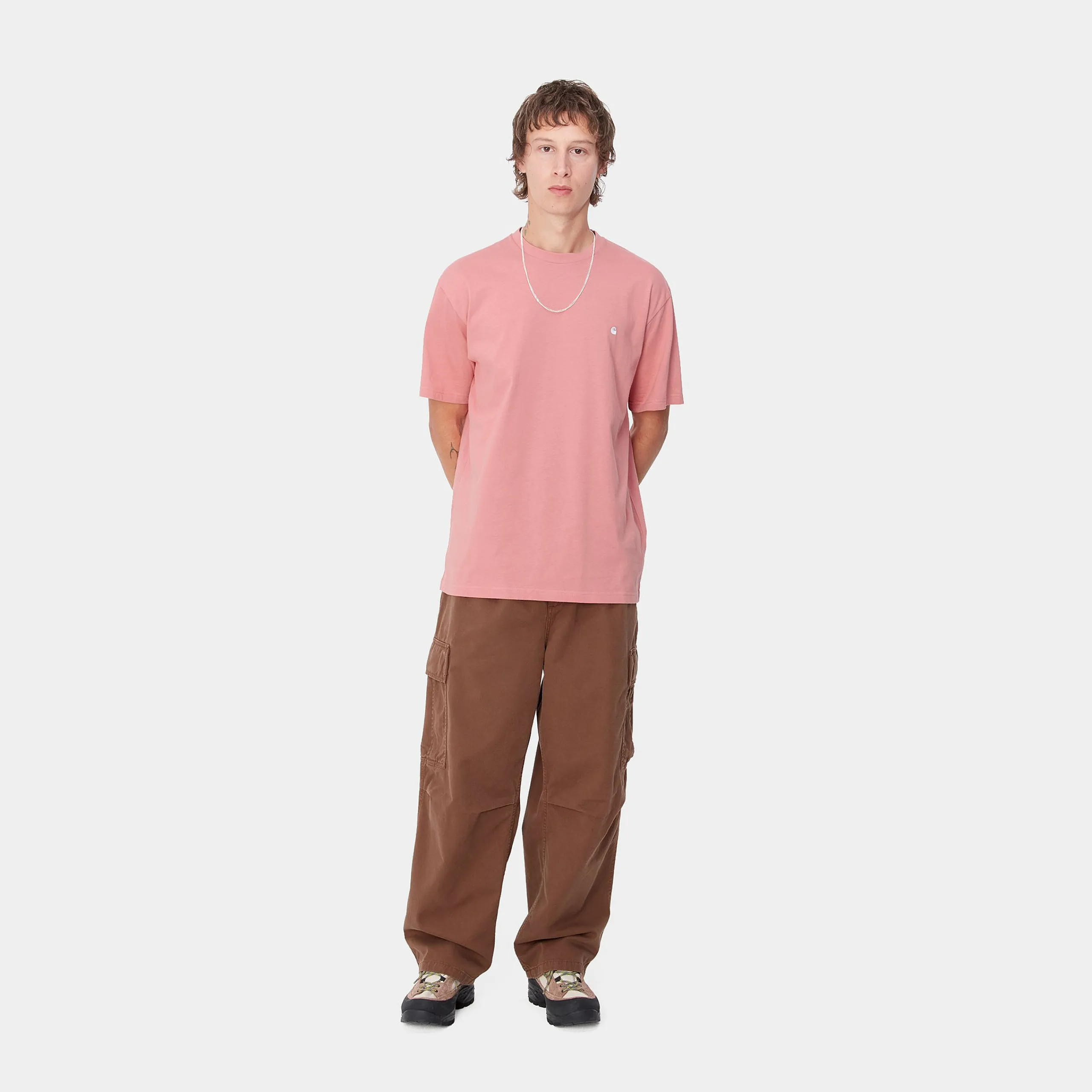 T-Shirts & Polos>Carhartt WIP S/S Madison T-Shirt Dusty Rose / White