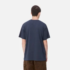 T-Shirts & Polos>Carhartt WIP S/S Script Embroidery T-Shirt Air Force Blue / White