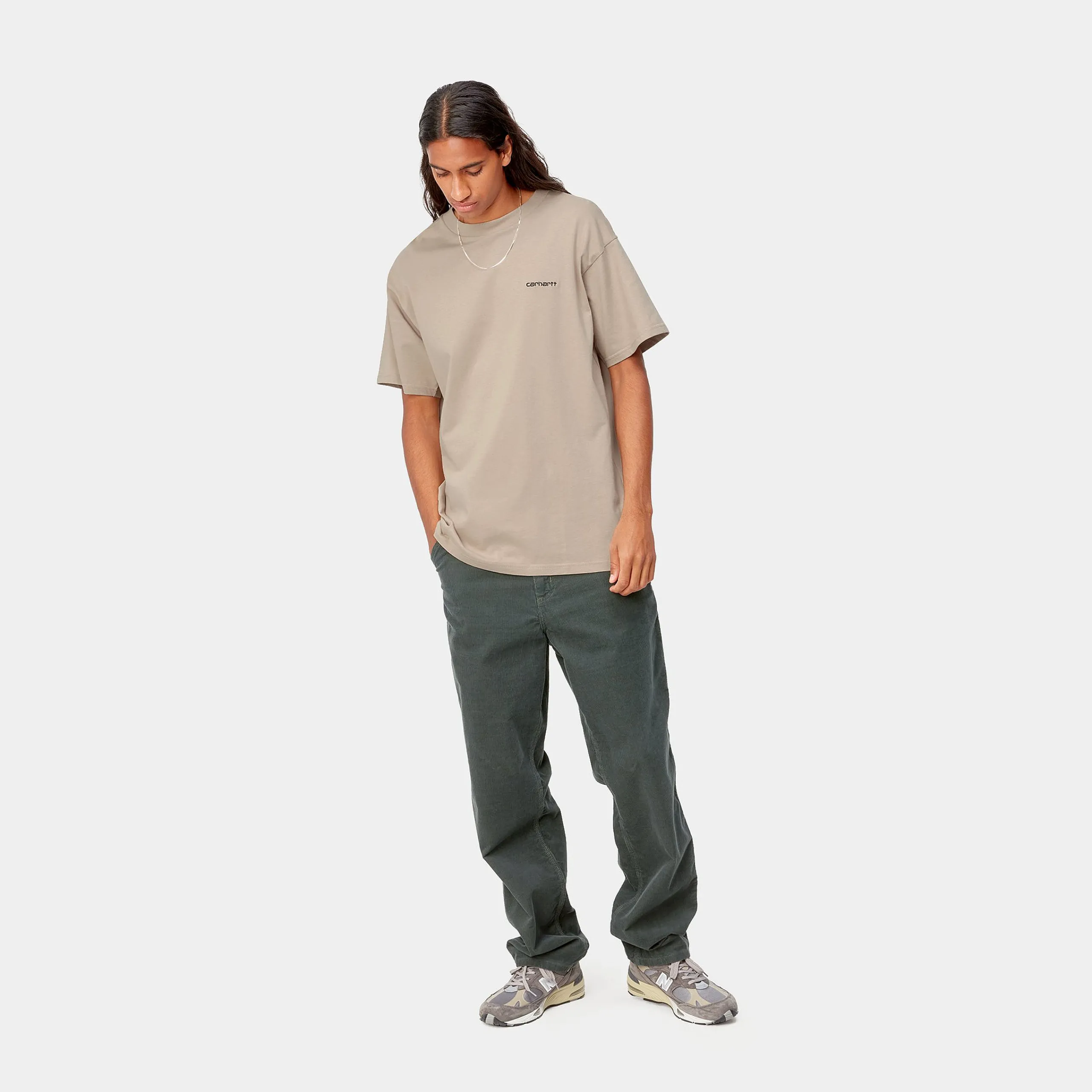 T-Shirts & Polos>Carhartt WIP S/S Script Embroidery T-Shirt Wall / Black