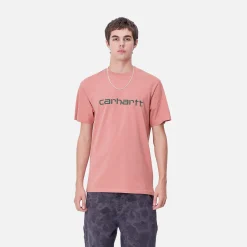 T-Shirts & Polos>Carhartt WIP S/S Script T-Shirt Dusty Rose / Sycamore Tree