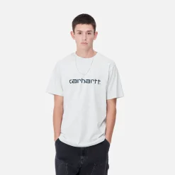 T-Shirts & Polos>Carhartt WIP S/S Script T-Shirt Ash Heather / Duck Blue