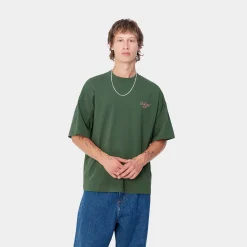 T-Shirts & Polos>Carhartt WIP S/S Signature Script T-Shirt Sycamore Tree / Dusty Rose