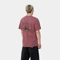 T-Shirts & Polos>Carhartt WIP S/S Stamp T-Shirt Dusty Fuchsia / Black
