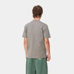 T-Shirts & Polos>Carhartt WIP S/S University Script T-Shirt Misty Grey / White