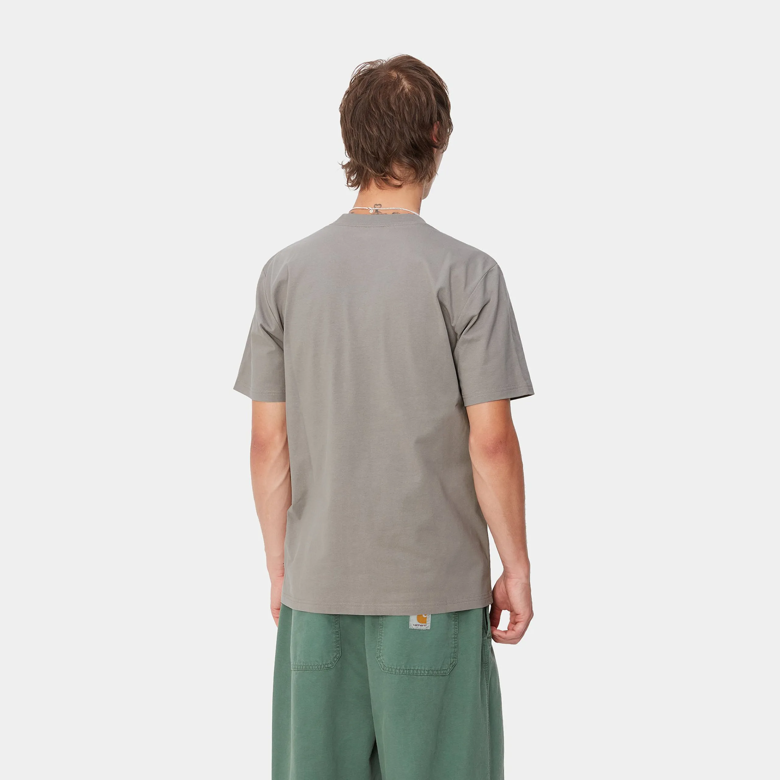 T-Shirts & Polos>Carhartt WIP S/S University Script T-Shirt Misty Grey / White