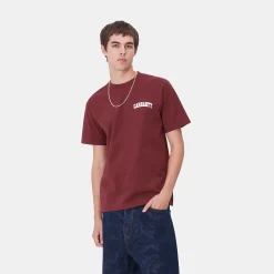T-Shirts & Polos>Carhartt WIP S/S University Script T-Shirt Malbec / White