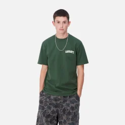 T-Shirts & Polos>Carhartt WIP S/S University Script T-Shirt Sycamore Tree / White