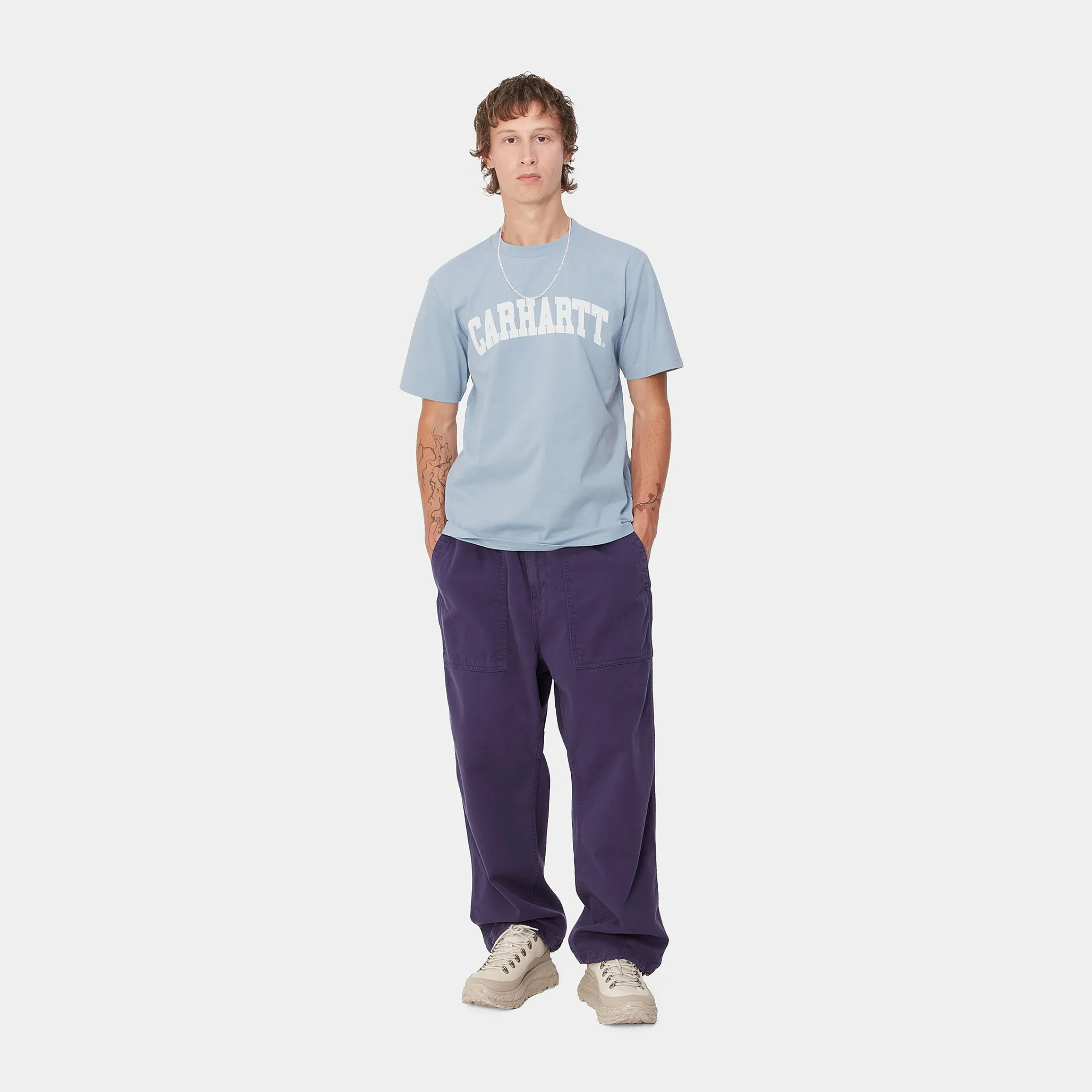T-Shirts & Polos>Carhartt WIP S/S University T-Shirt Dusty Ice / White