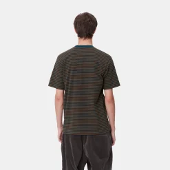 T-Shirts & Polos>Carhartt WIP S/S Verner Pocket T-Shirt Verner Stripe, Duck Blue / Offroad