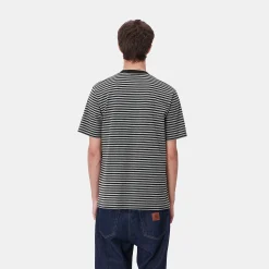 T-Shirts & Polos>Carhartt WIP S/S Verner Pocket T-Shirt Verner Stripe, Black / Dark Grey Heather