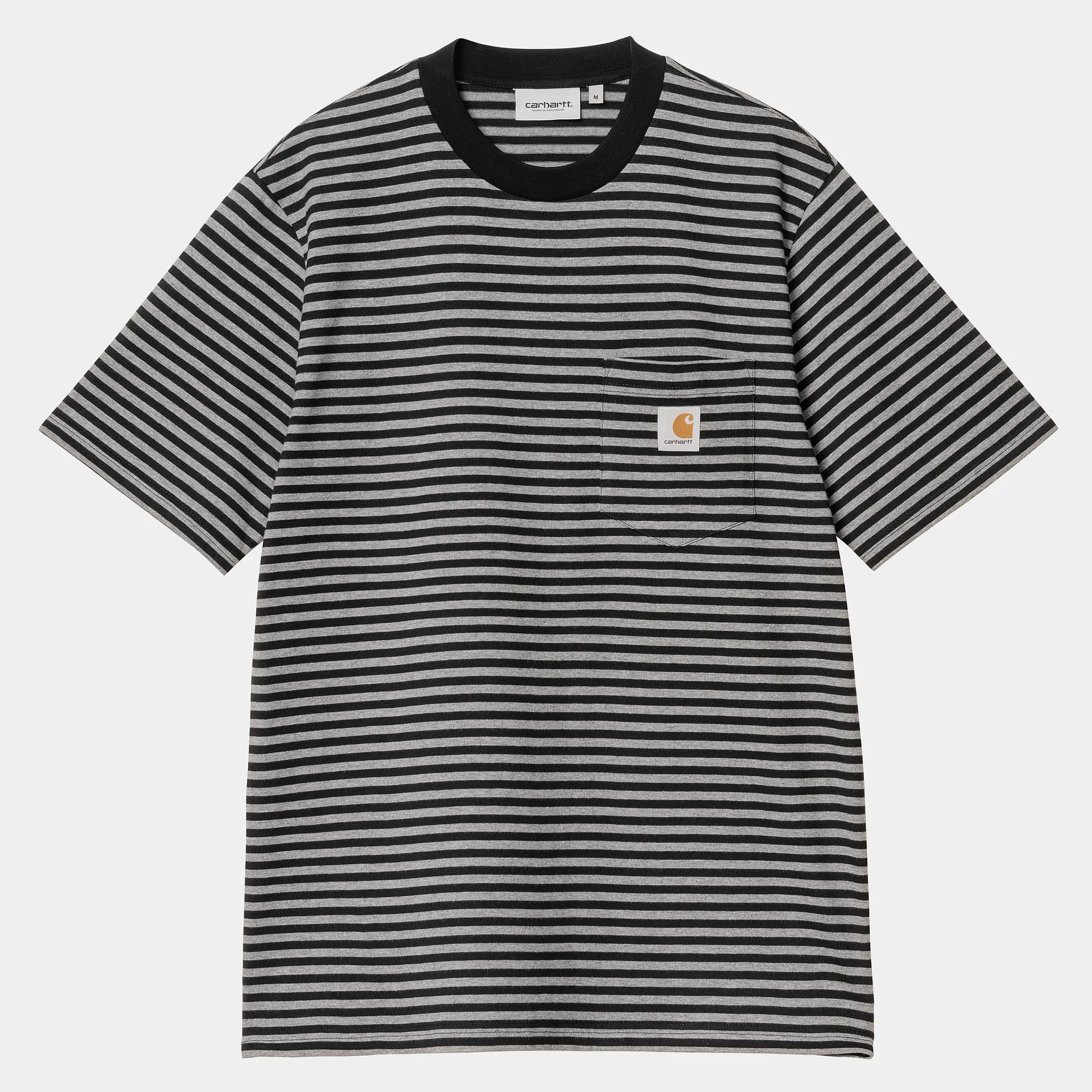 T-Shirts & Polos>Carhartt WIP S/S Verner Pocket T-Shirt Verner Stripe, Black / Dark Grey Heather