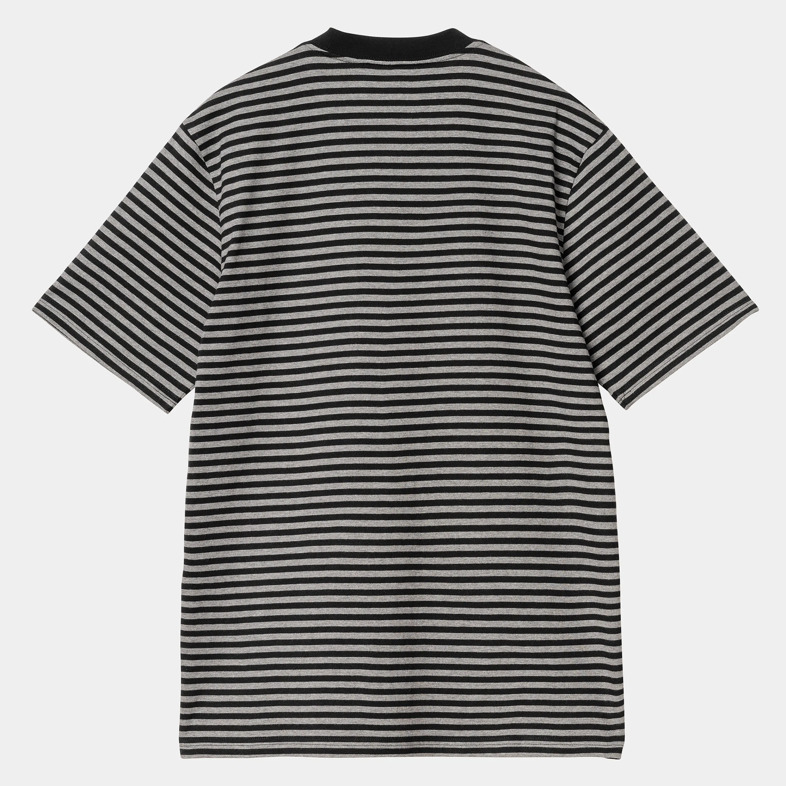 T-Shirts & Polos>Carhartt WIP S/S Verner Pocket T-Shirt Verner Stripe, Black / Dark Grey Heather