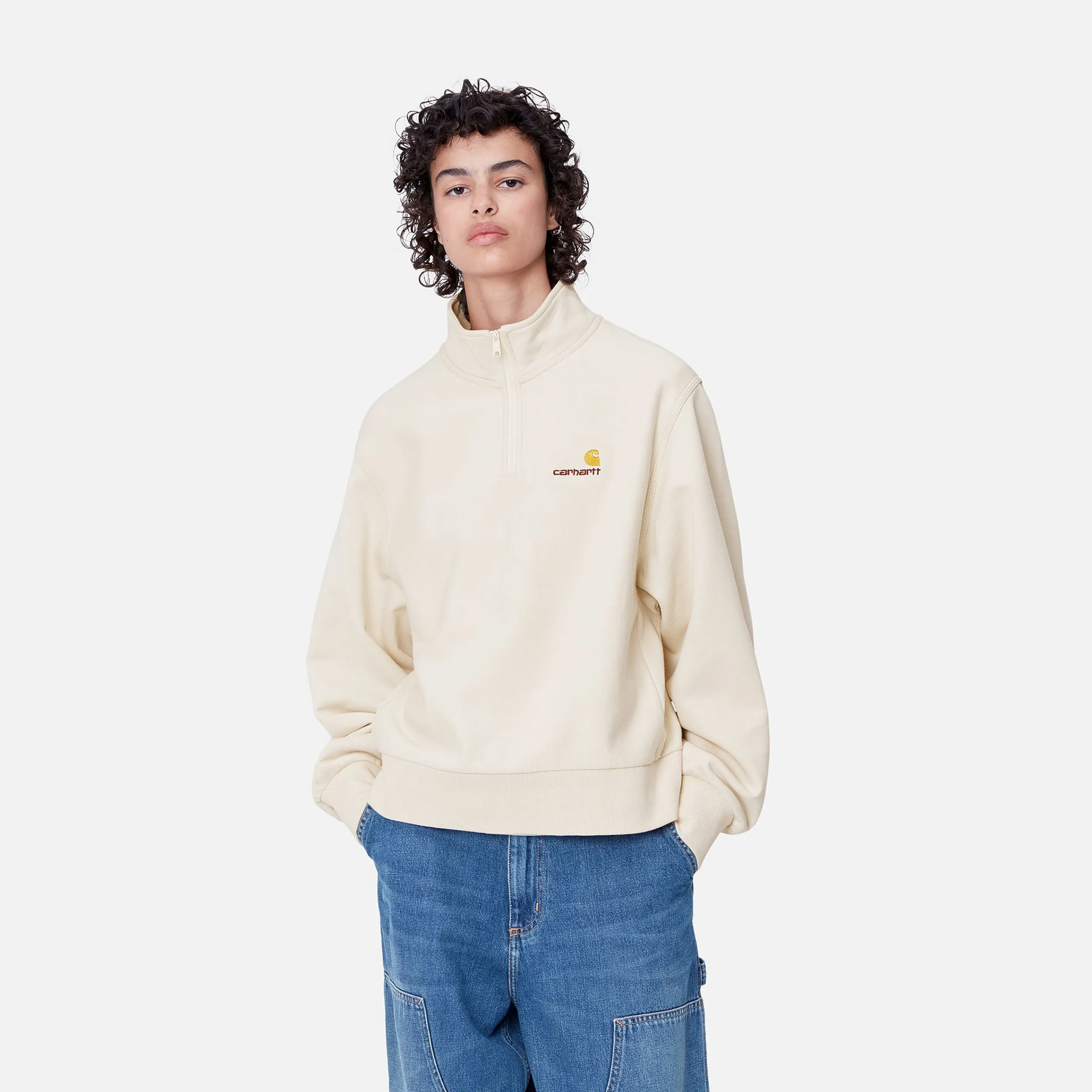Sweats>Carhartt WIP W' American Script High Neck Sweatshirt Moonbeam