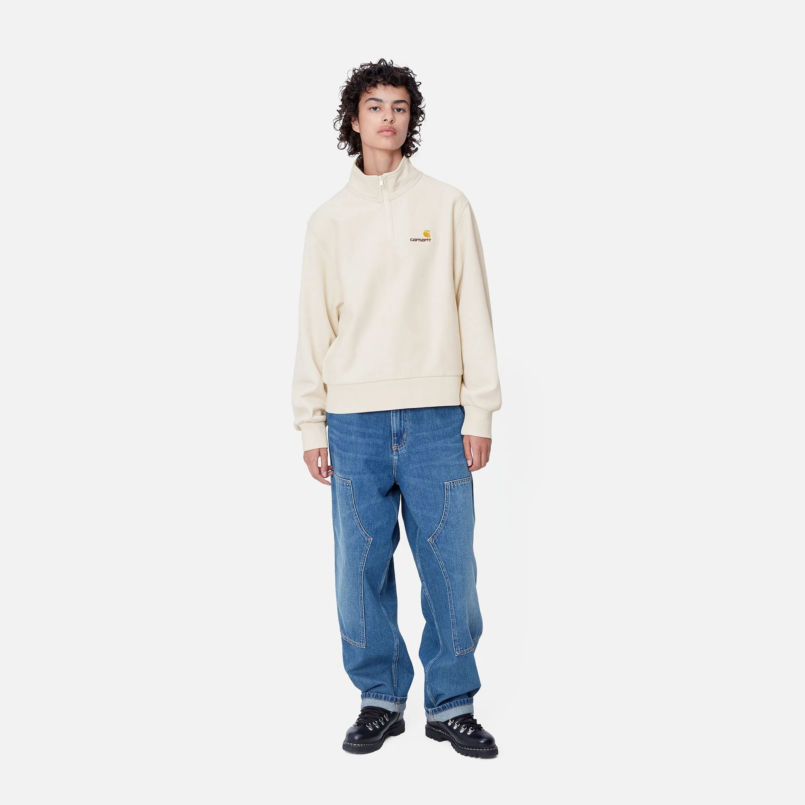 Sweats>Carhartt WIP W' American Script High Neck Sweatshirt Moonbeam