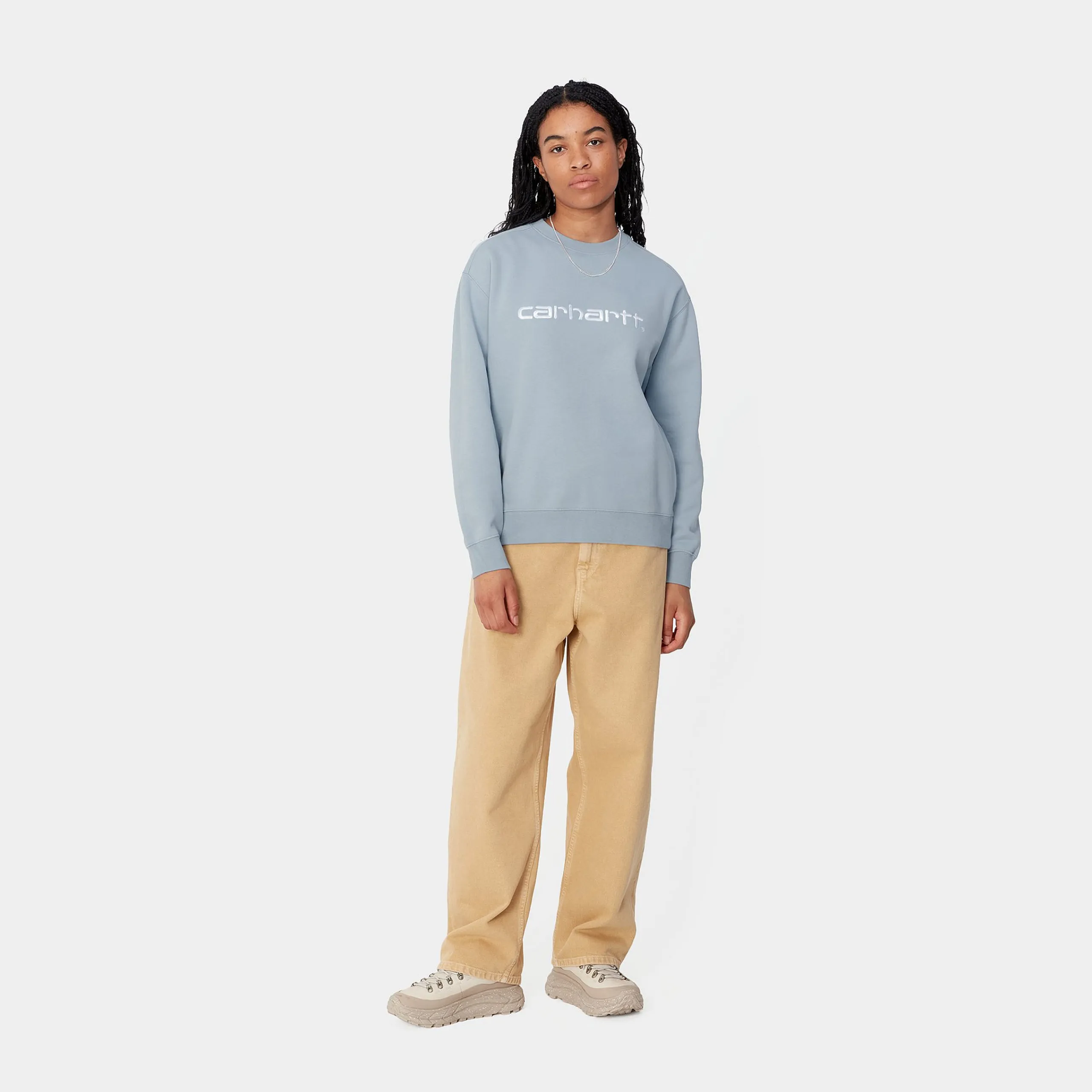 Sweats>Carhartt WIP W' Carhartt Sweatshirt Misty Sky / White
