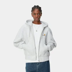 Sweats>Carhartt WIP W' Hooded American Script Jacket Ash Heather
