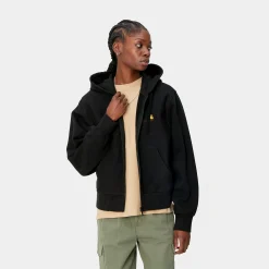 Sweats>Carhartt WIP W' Hooded American Script Jacket Black
