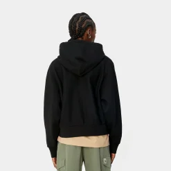 Sweats>Carhartt WIP W' Hooded American Script Jacket Black