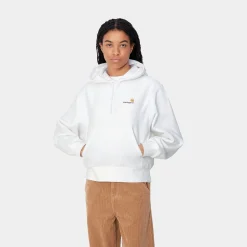 Sweats>Carhartt WIP W' Hooded American Script Sweatshirt White