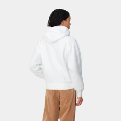 Sweats>Carhartt WIP W' Hooded American Script Sweatshirt White