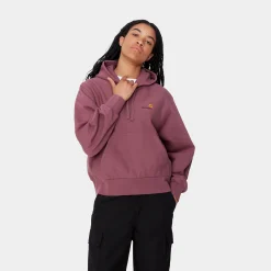 Sweats>Carhartt WIP W' Hooded American Script Sweatshirt Dusty Fuchsia
