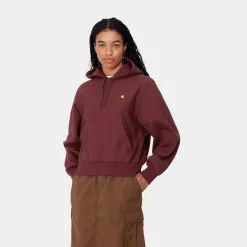 Sweats>Carhartt WIP W' Hooded American Script Sweatshirt Malbec