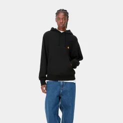 Sweats>Carhartt WIP W' Hooded American Script Sweatshirt Black